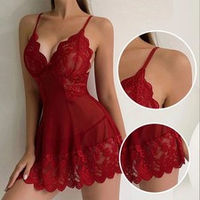 Womens Sexy Lace Nightdress Lingerie Babydoll Sleepwear G-string Underwear Set