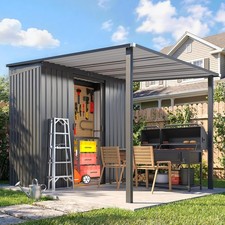 Metal Lean to Carport Gazebo Shed, Hardtop Storage Combo