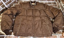 Vintage Comfy Jacket Men's Large Western Down Puffer Yoked Brown USA Made