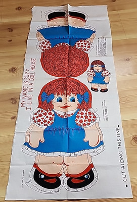 Vintage My Name Is Suzy Doll Cut & Sew Cotton Fabric Panel  1960's/1970's