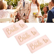 3Pcs Bride to Be Sash Elegant Gold Lettering Premium Polyester Glossy Delicate