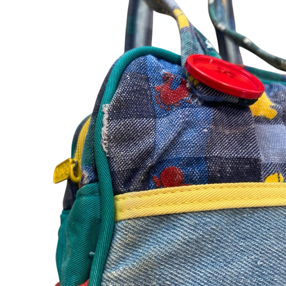 Vintage Baby Sac Basics Mini Diaper Bag Tote Color Block Big Buttons 90s Y2K - Image 4 of 4