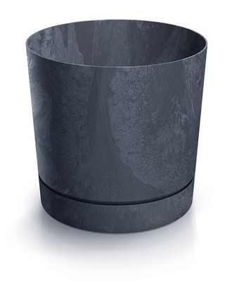 Tubo P Beton Effect 240E Runder Blumentopf mit Untersetzer | Anthrazit