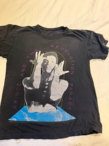 Prince and The Revolution Parade Tour Black Tee 1980s vintage concert t-shirt, vintage, size S, single stitch, B+ condition