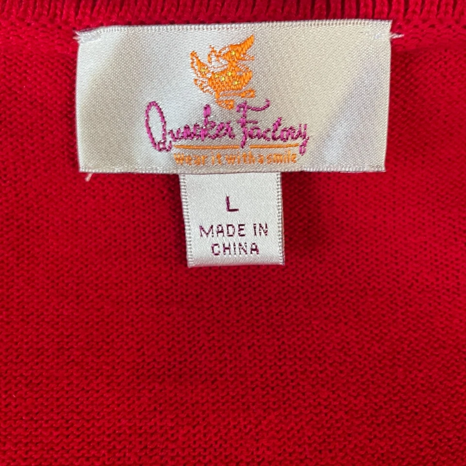 Quacker Factory Red Rose Knit Sweater Large NWOT Romantic Floral Holiday Cozy - Image 3 of 4