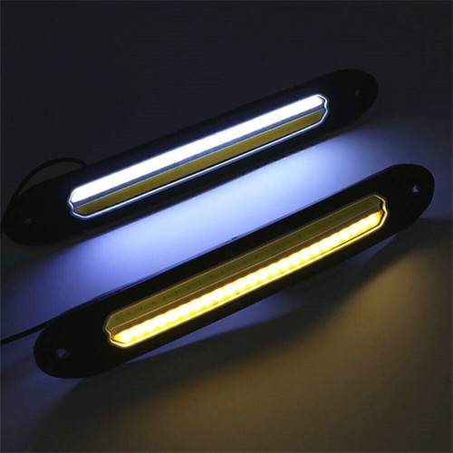 2x Car LED Daytime Running Light Car DRL Driving Turn Signal White/Amber Strip - Picture 8 of 9