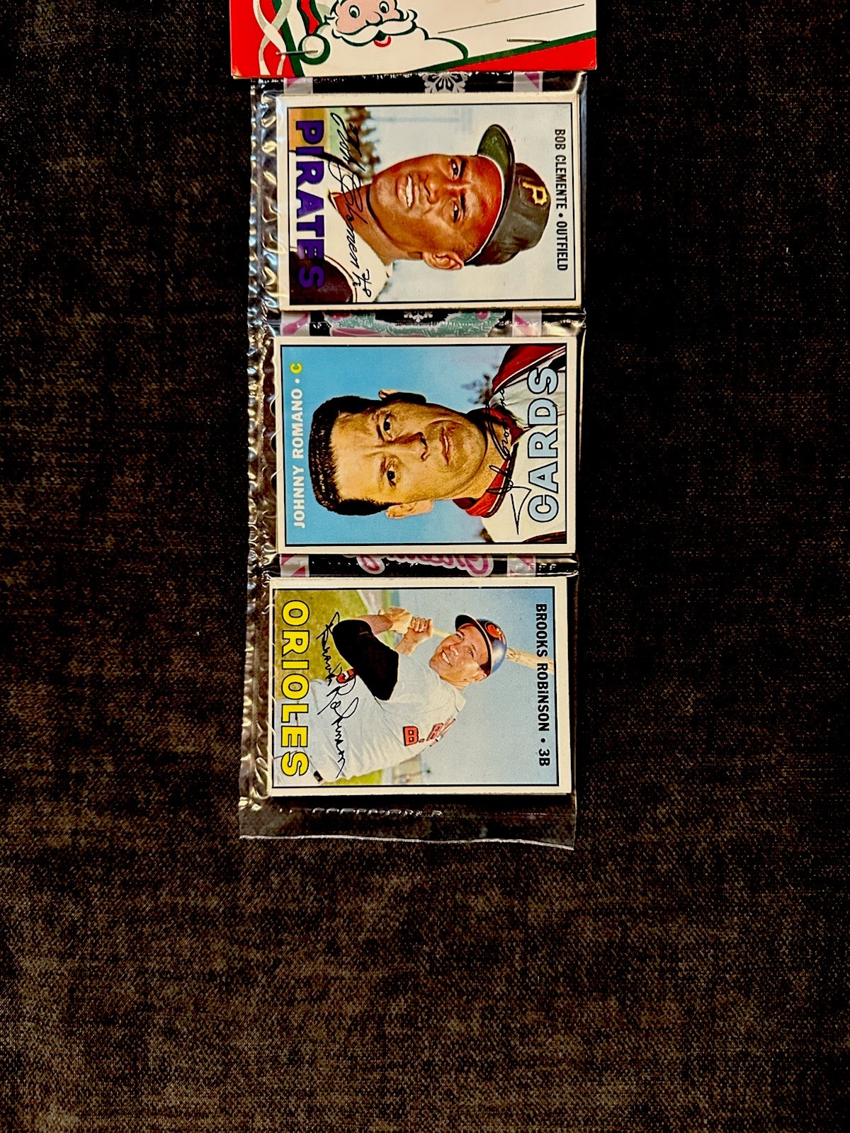1967 TOPPS XMAS BASEBALL RACK PACK BROOKS ROBINSON BOB CLEMENTE JOHNNY ROMANO