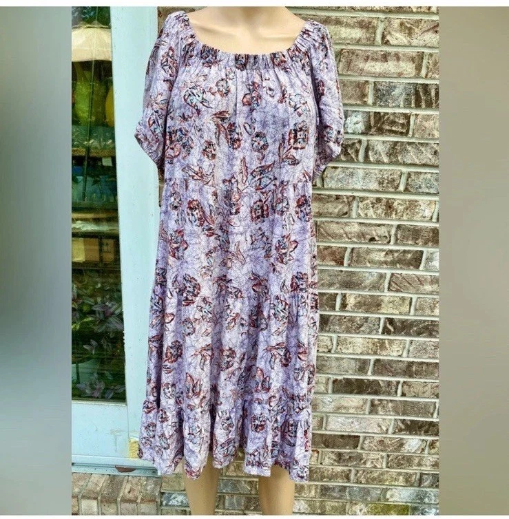 Vestido para mujer Maurice’s púrpura claro y rojo floral ajustado talla grande Foto 2 de 4