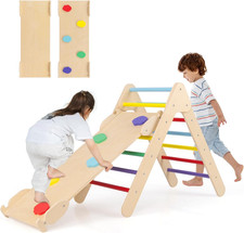 Pikler Triangle Set 3 in 1 Climbing Toys for Toddlers Wood Montessori Baby Jungl