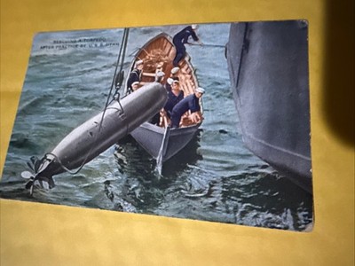 1915 era ''Rescuing a Torpedo After Practice'' Postcard