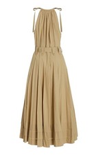 NWT Ulla Johnson Joni Poplin Belted Tie Midi Dress in Khaki Size 12 Large