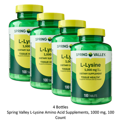 #ad 4 Pack Spring Valley L Lysine Amino Acid Supplements 1000 mg 100 Count $16.99