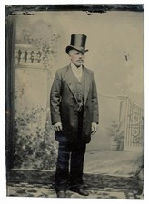 AFRICAN AMERICAN BLACK MAN AND TOP HAT IN ARTFUL NUANCED PAINTED SCENE TINTYPE
