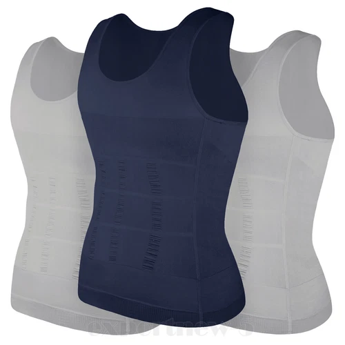Herren 3er-Pack Schlank Body Shaper Haltung Korrektur Weste Bauch Kompression Tops USA - Bild 41 von 56
