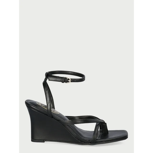 Scoop Damen-Sandalen abgewinkelt Riemchen Keilabsatz, schwarz, Größe: 10 - Bild 3 von 6