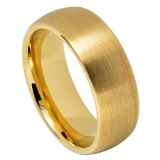 Tungsten Ring Band Yellow Gold IP Plated Brushed For Men Women