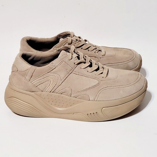 Zara Chunky Y2K Platform Beige Suede Athletic LaceUp Sneakers Wms Shoes 11US 42 - Picture 4 of 21