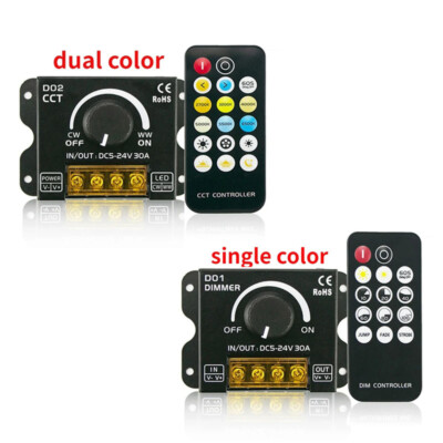 30A LED Knob Switch Dimmer With RF Controller For  5050 SMD COB CCT Tape Light