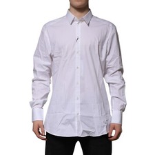 DOLCE & GABBANA Shirt White GOLD Long Sleeve Dress Formal 40/US15.75/M 330usd