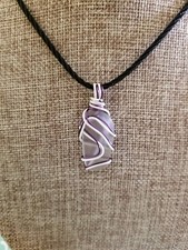 Sea Glass Wire Wrapped Pendant 16" Necklace