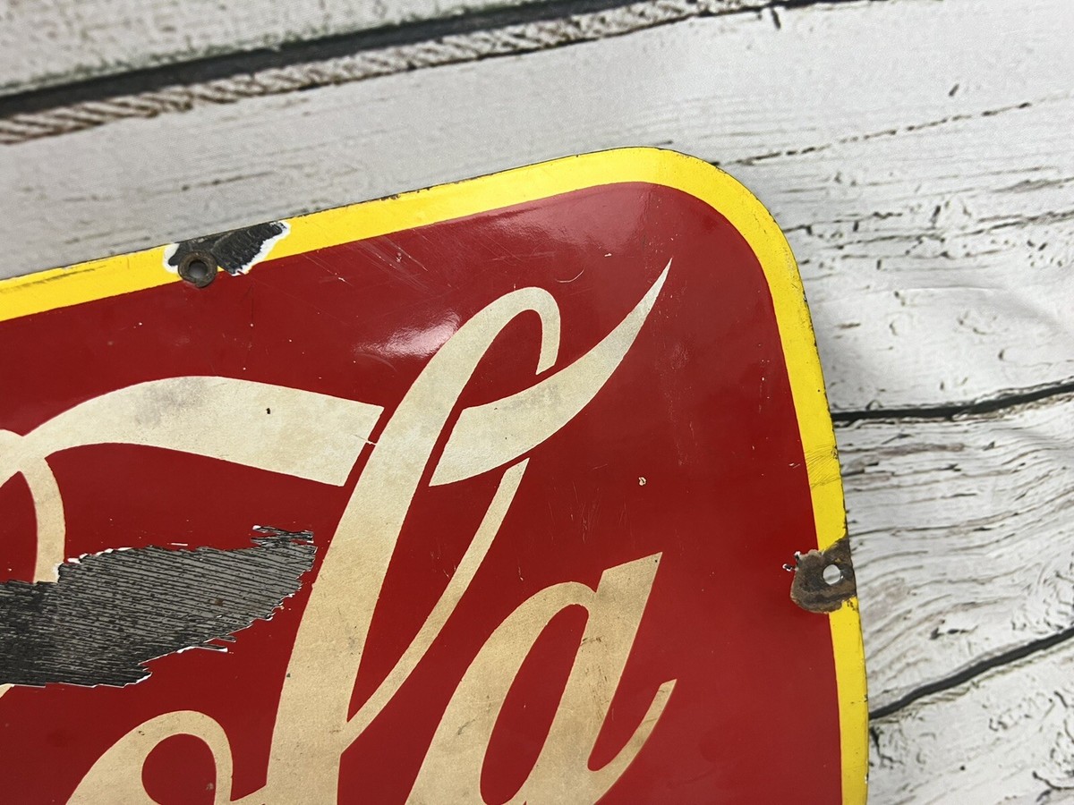 VTG Coca Cola Vendu Ici Glace RARE French 1945 Coke Original