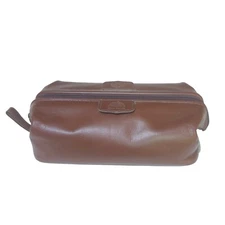 VTG Genuine Sienna Cowhide Men Brown Dopp Travel Kit Wide Open Top Smooth Finish