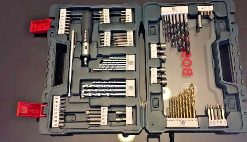 BOSCH 91 Piece Drilling Driving Set Kit Tool Box Mixed & Case Wood Metal Work