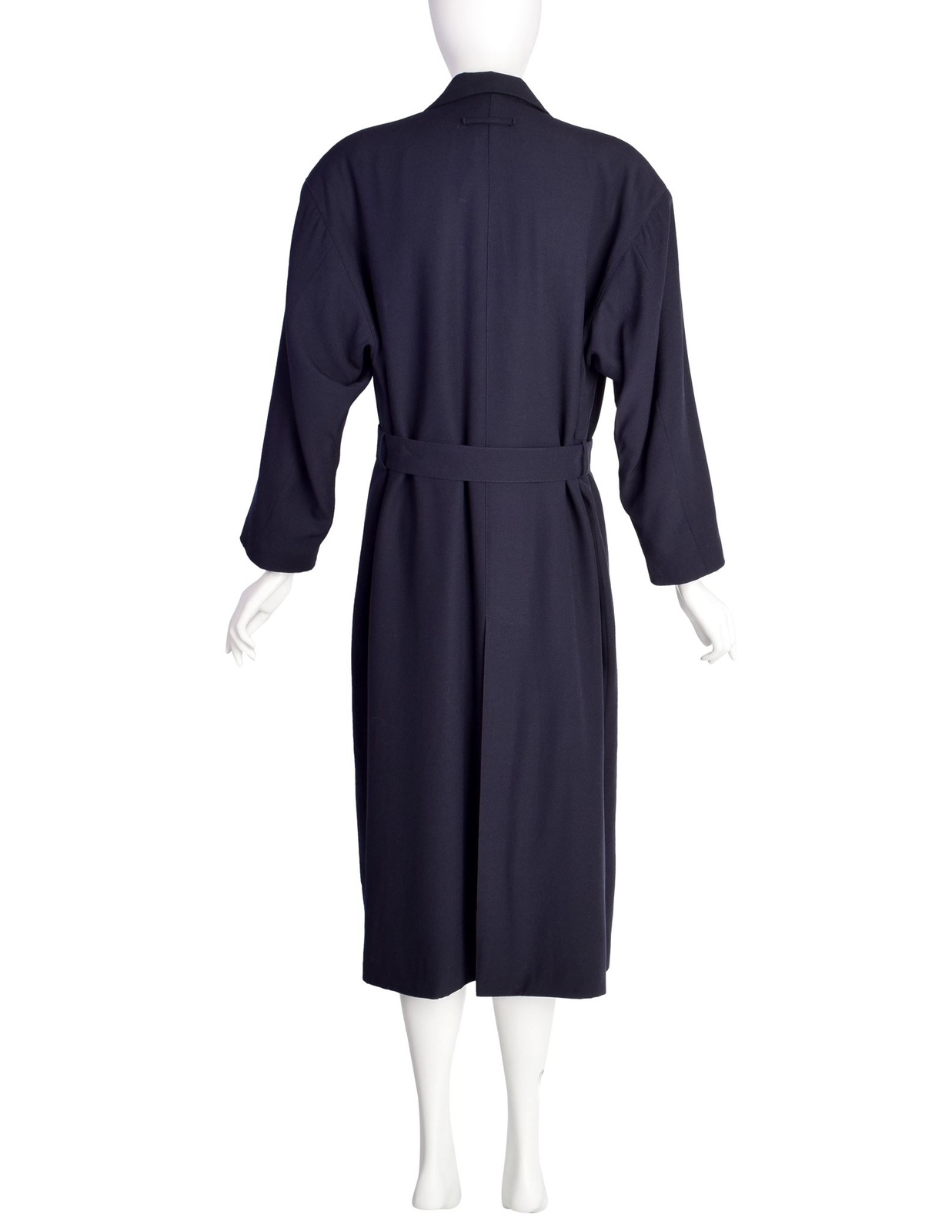 Jean Paul Gaultier Vintage Early 1980s Dark Blue Wool Gabardine Belted Trench Co image 10