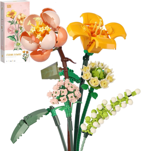 Ensemble de construction de bouquet de fleurs mini briques QLT, fleurs artificielles, à faire soi-même unique déc - Photo 1/9