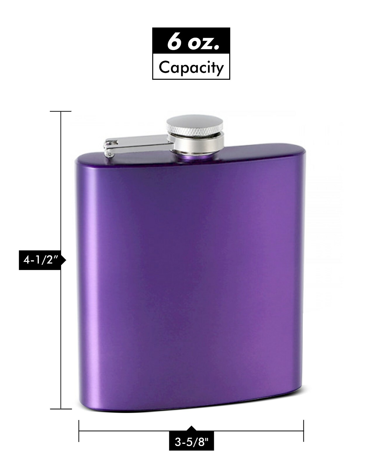 6oz Pearlized Painted Hip Flask, Assorted Colors (Pink) By