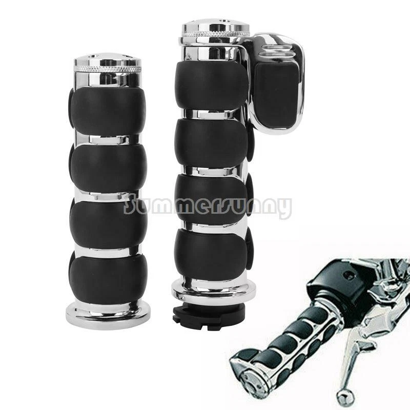 Empuñaduras de goma cromadas de 1" de ambos lados para Harley Davidson FXDWG Dyna Wide Glide Foto 3 de 4
