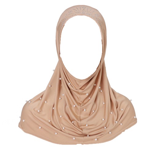Turbante Pañuelo De Cabeza Elástico Con Capucha De Perlas Sólidas Para Mujeres - Imagen 3 de 32