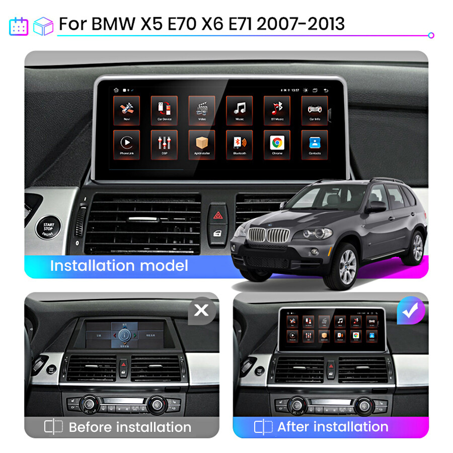 For BMW X5 E70 X6 E71 2007-2010 Car Radio GPS Navi DAB Carplay 2+32GB Android 13