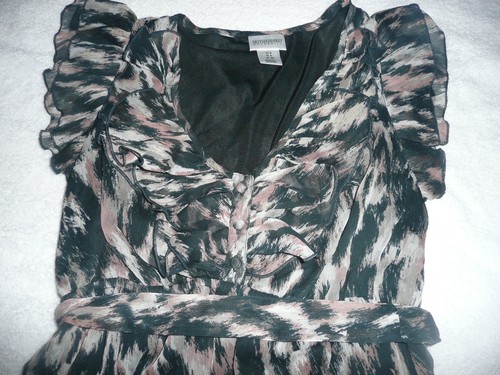 Animal print MOTHERHOOD MATERNITY ruffle sheer sleeveless loose top S - Picture 2 of 11