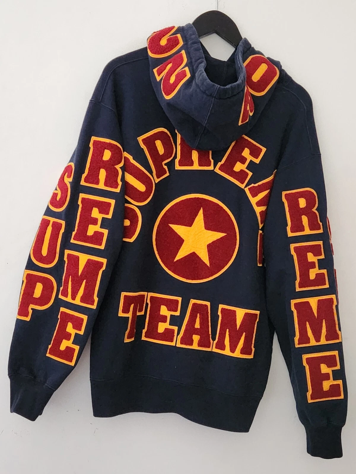 Sweat à capuche chenille SS22 Supreme Team taille M moyen bleu marine