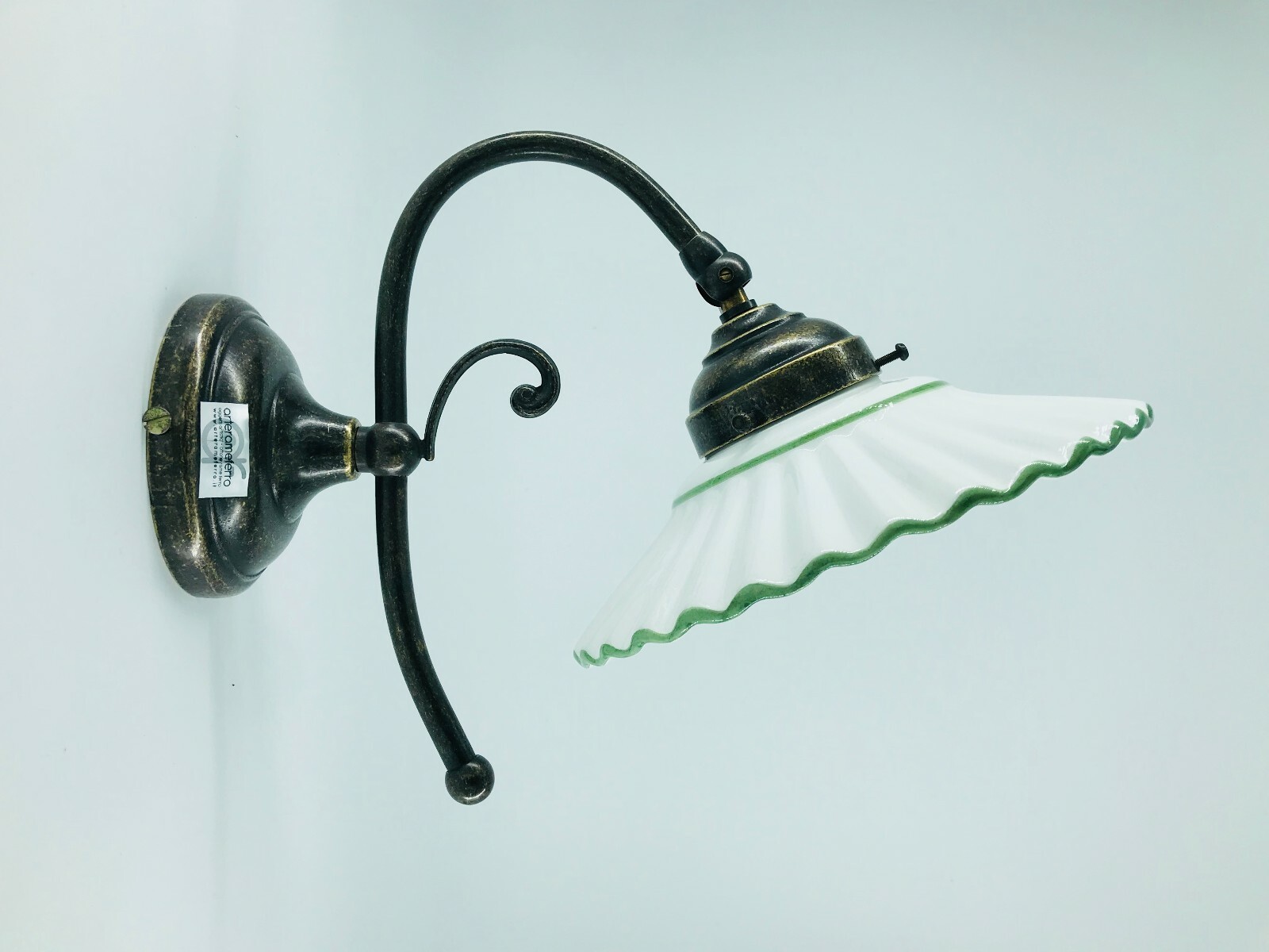 Appliques Lampada da parete in ottone con ceramica verde piattino bagno camera i