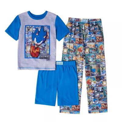 SONIC The Hedgehog Pajamas Boys 7/8 NeW Piece Shirt Pants Shorts