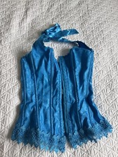 Vintage FREDERICKS OF HOLLYWOOD Blue Corset with lace Size 32