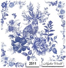 (2511) TWO Paper LUNCHEON Decoupage Art Craft Napkins - BUNNY BLUE RABBIT