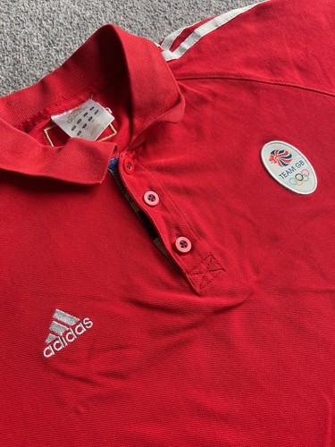 Adidas TEAM GB 2012 Red POLO SHIRT Olympic GREAT BRITAIN Extra Large XL Used - Picture 6 of 12