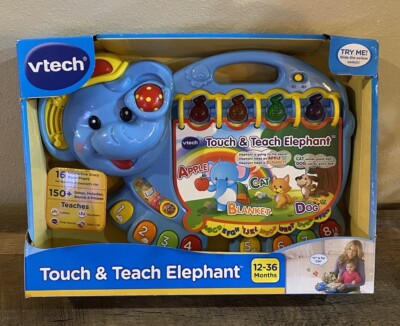 VTech Touch & Teach Elephant ABCs Numbers Shapes Interactive Blue NEW