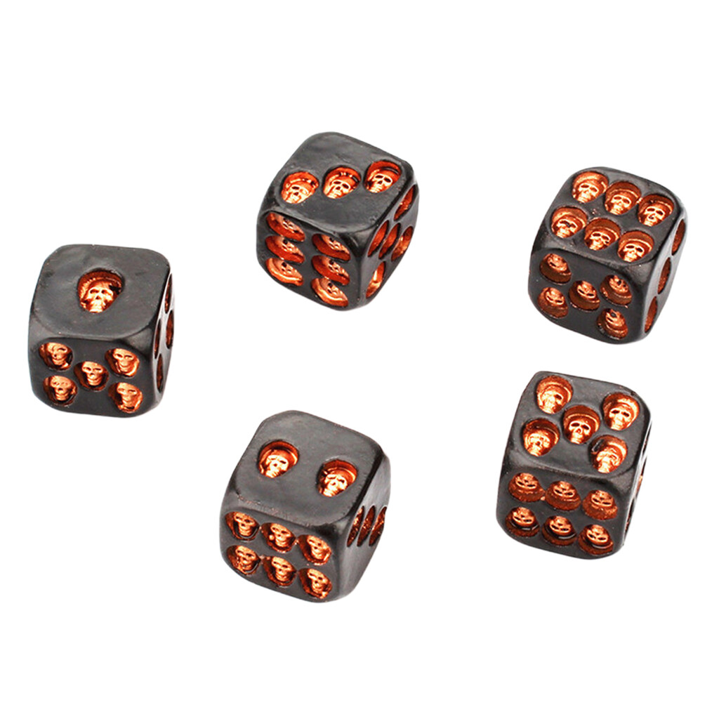 5pcs Cool Skull Dice 6Sided Bar Party Entertainment Toys Props Golden