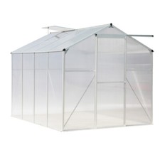 XL 8 x 6ft Walk-In Polycarbonate Greenhouse Plant Grow Aluminium Shed Steel Base