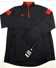 Adidas Climaproof Woven 1/4 Zip Shock Pullover Jackets-Black/Red Various Sizes