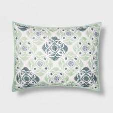 ONE THRESHOLD Green Linework PILLOW Sham , Standard, NEW