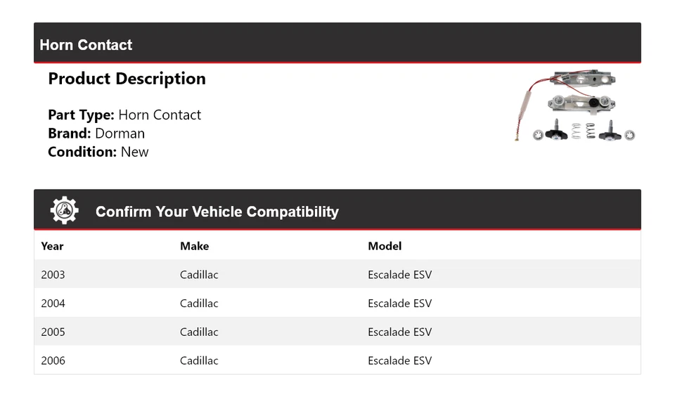 Cadillac Escalade ESV 2003-2006 Dorman Horn Contacto 2004 2005 Foto 2 de 4