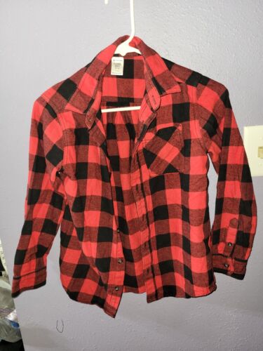 Members Mark boy's red flannel shirt, size 10/12 - Afbeelding 1 van 2