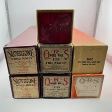 Vintage Lot of 7 -  Musical Player Piano Scroll Paper Rolls QRS Supertone
