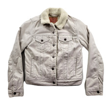 Levis Sherpa Trucker Jacket Womens XS White Corduroy Type III