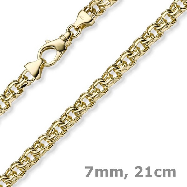 7Mm Garibaldi Armband Armkette Aus 585 Gold Gelbgold Massiv 21Cm-image